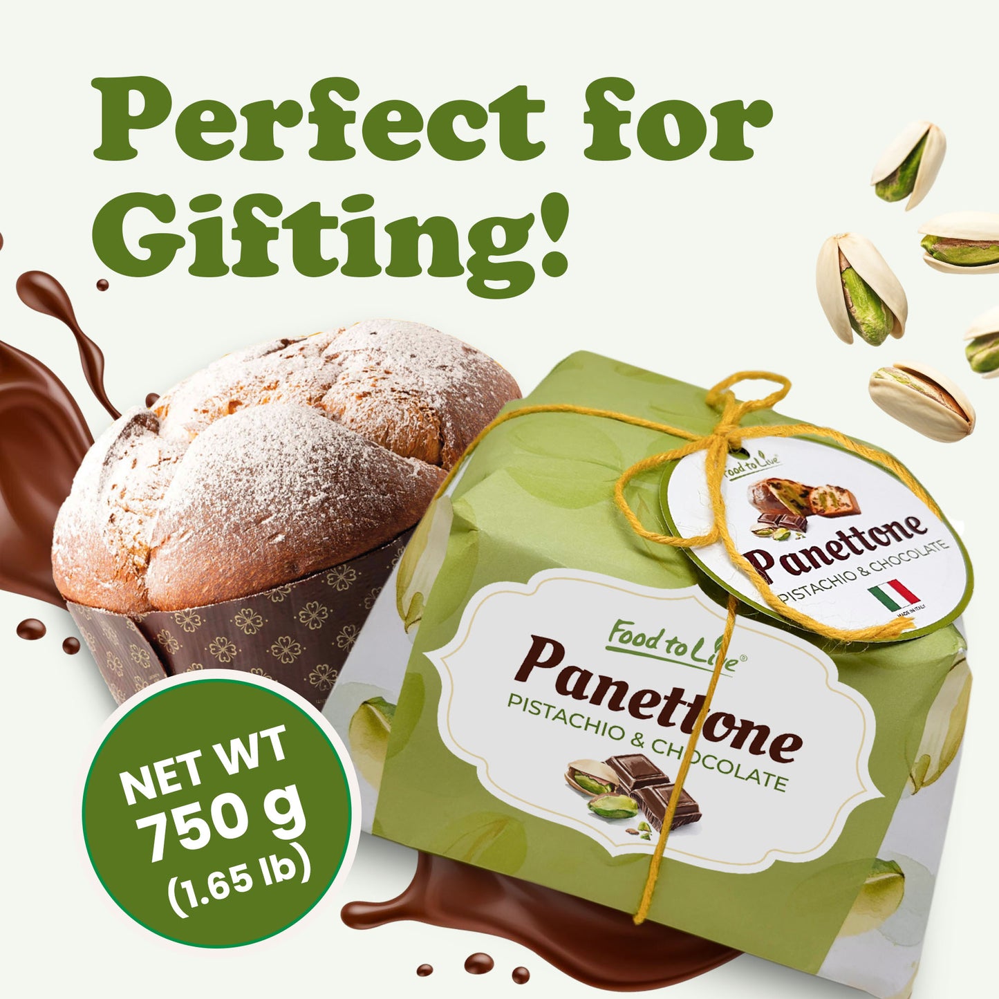 Italian Pistachio and Chocolate Panettone - by Food to Live