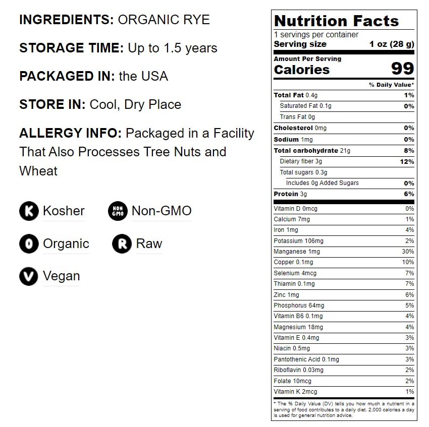 Organic Dark Rye Flour - by Food To Live