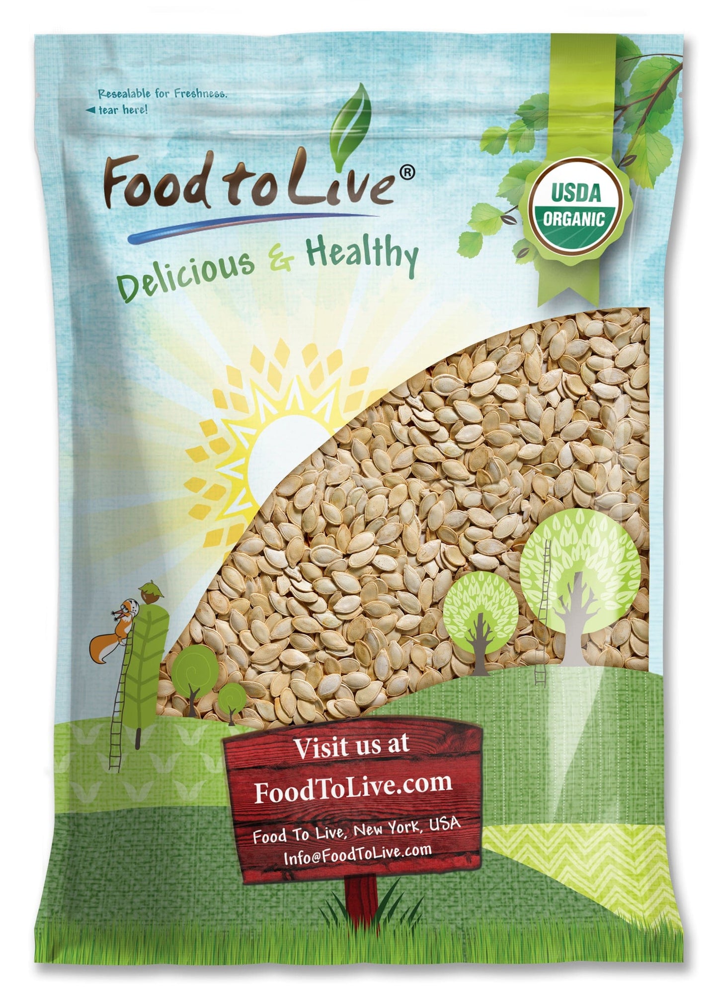 Organic Dry Roasted Pumpkin Seeds in Shell with Himalayan Salt - by Food To Live