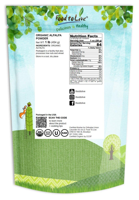 Organic Alfalfa Powder, 1 Pound - by Food To Live