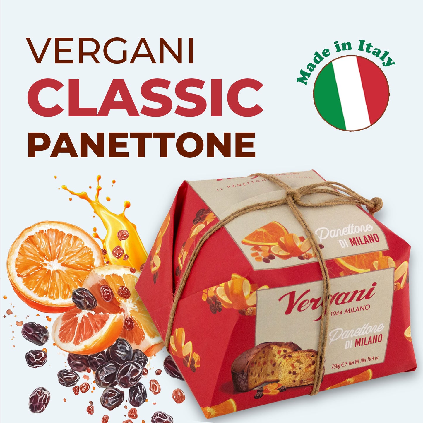 Vergani Classic Panettone - Artisan Holiday Bread, Festive Dessert