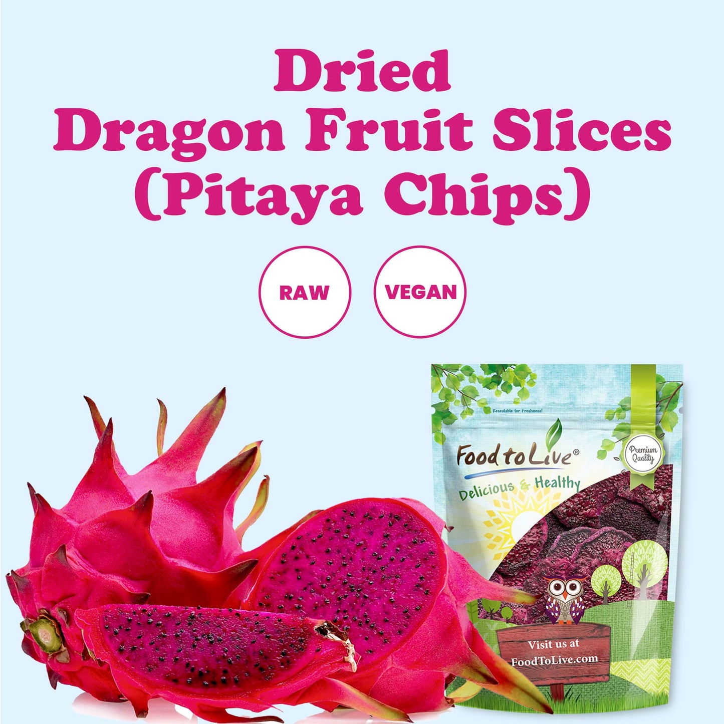 Red Dragon Fruit Slices - by Food To Live