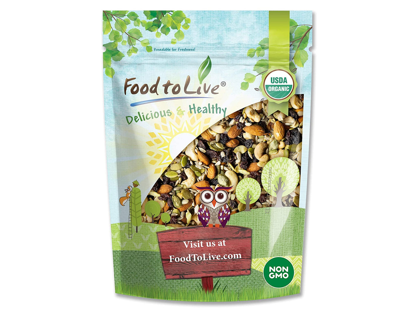 Organic Raw Seeds, Nuts and Raisins Mix - by Food To Live