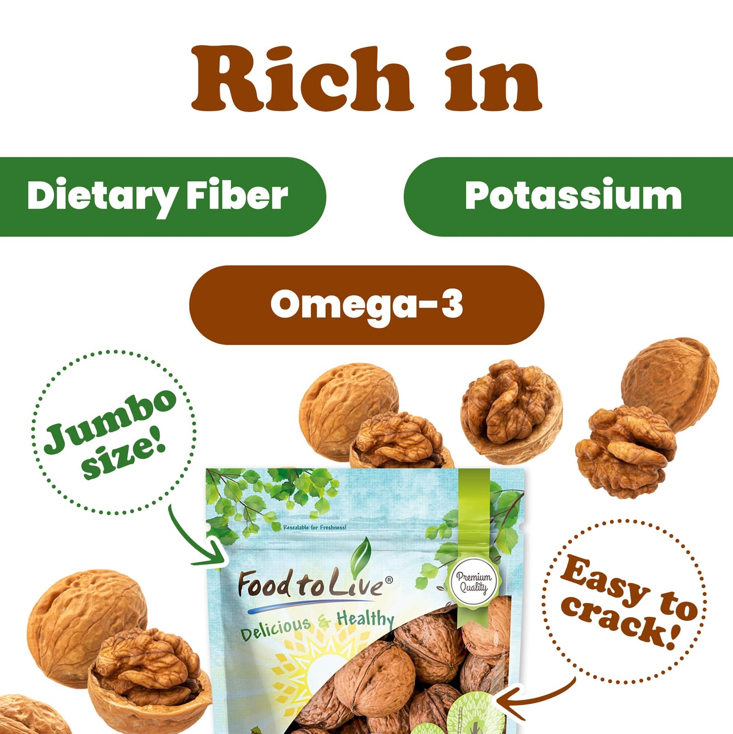 Jumbo Walnuts in Shell - by Food To Live