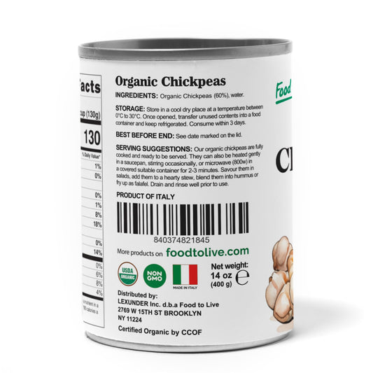 Organic Canned Chickpeas - by Food To Live