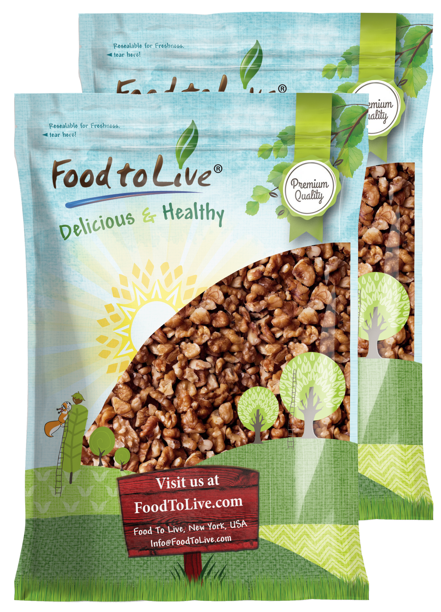 Walnut Pieces, Roasted and Salted  – Vegan, Kosher, Bulk – by Food to Live