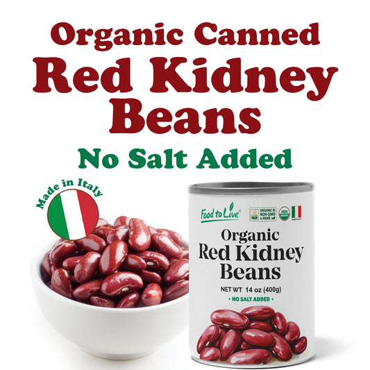 Organic Canned Red Kidney Beans – Unsalted, Non-GMO, Vegan. Ready to Eat. Perfect for Salads, Soups, Pasta e Fagioli. Wholesale – by Food to live