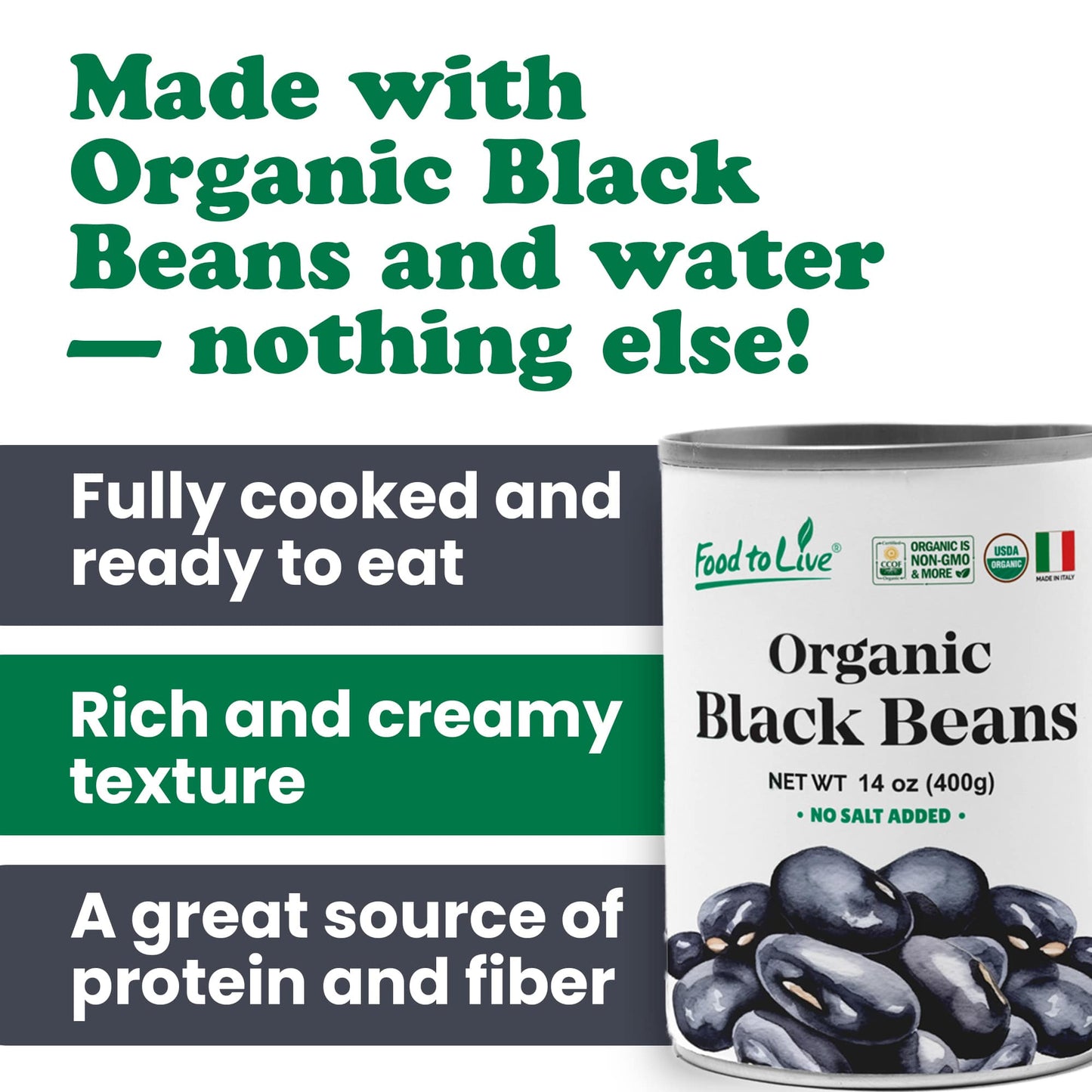 Organic Canned Black Beans - by Food To Live