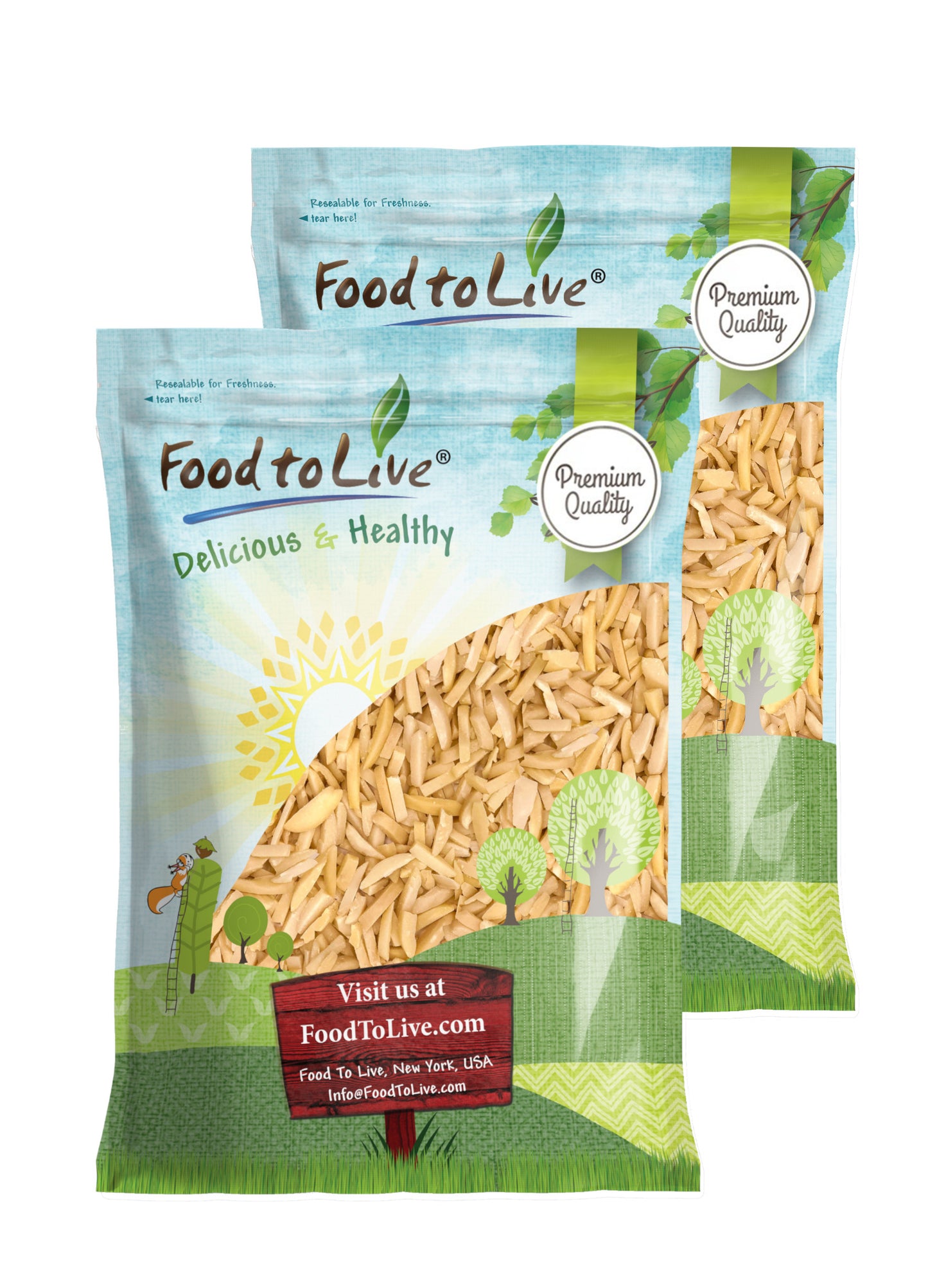 Organic Dry Roasted Blanched Slivered Almonds with Himalayan Salt - by Food to Live