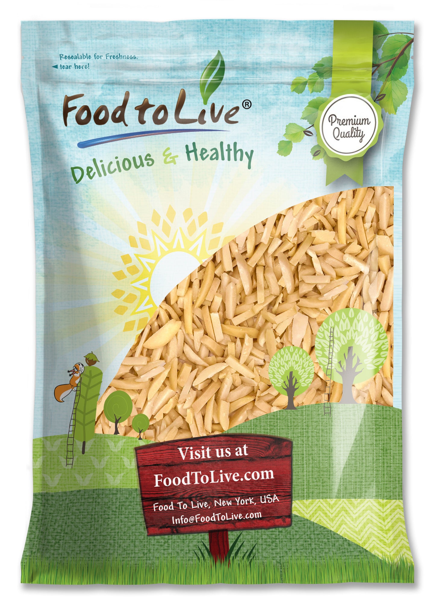 Organic Dry Roasted Blanched Slivered Almonds with Himalayan Salt - by Food to Live