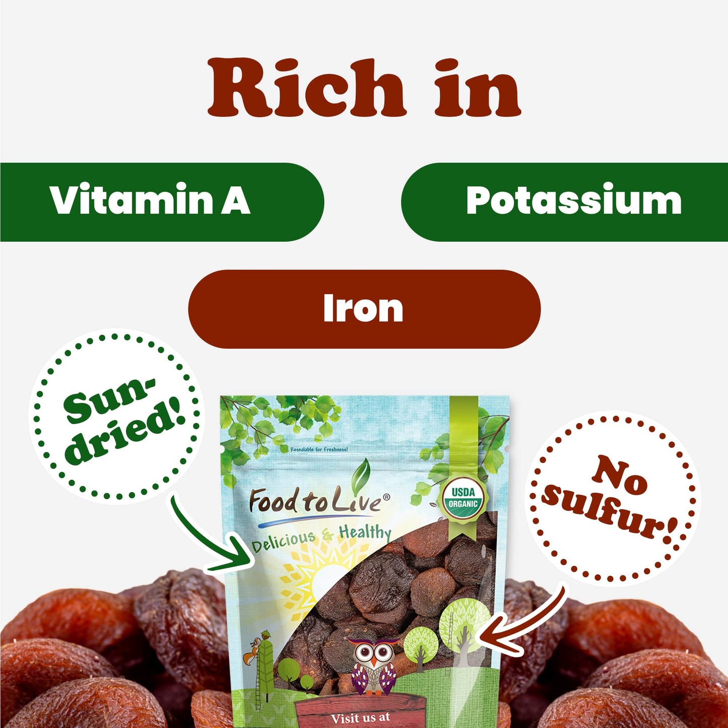 Organic Dried Apricots - by Food To Live