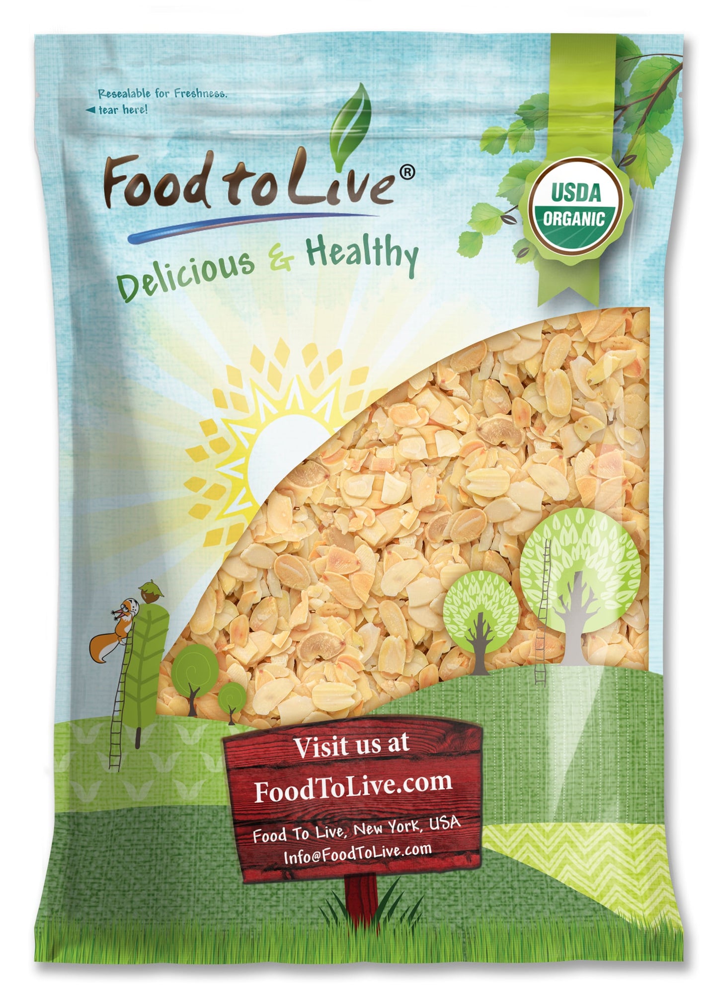 Organic Toasted and Salted Blanched Sliced Almonds - by Food To Live
