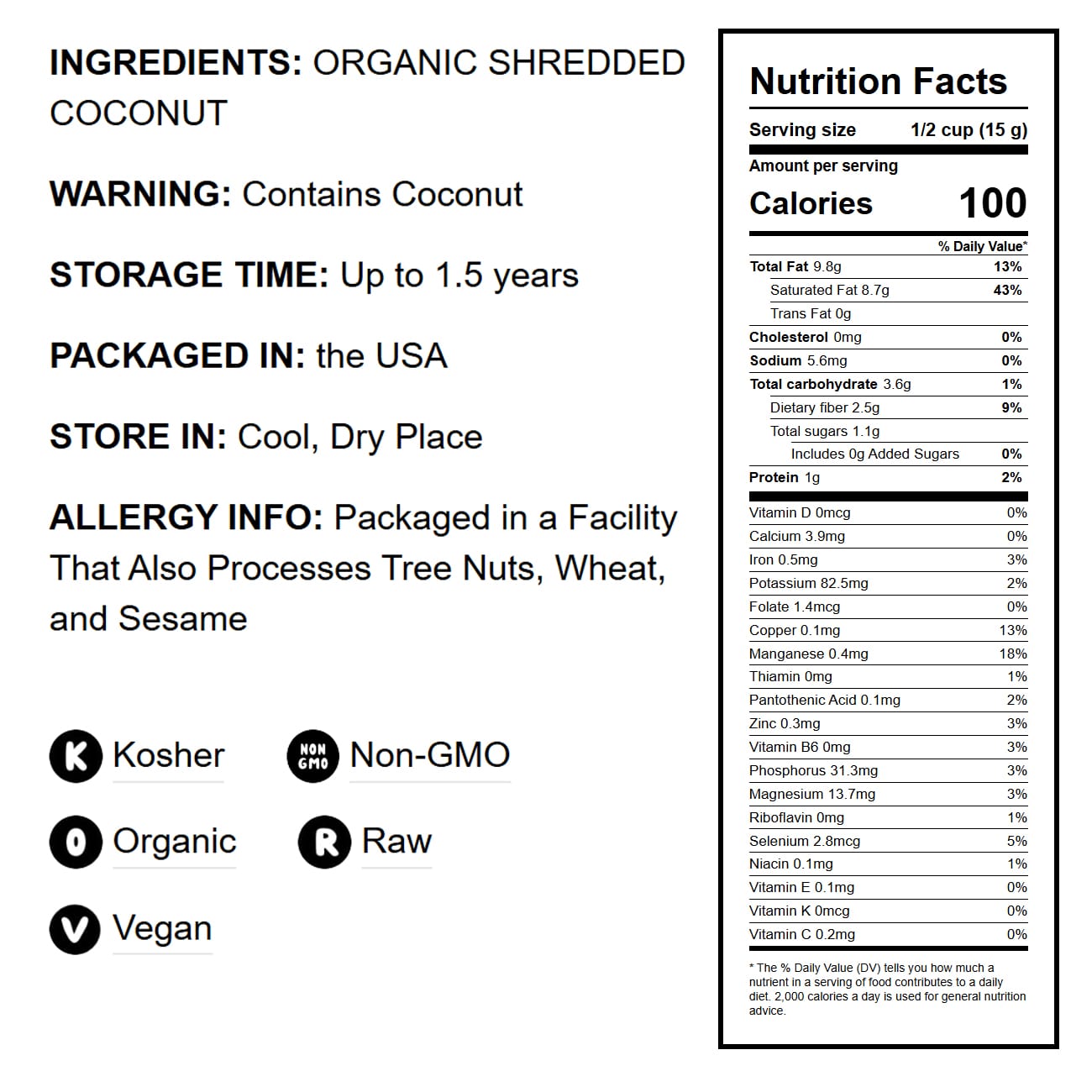 Organic Shredded Coconut - by Food To Live