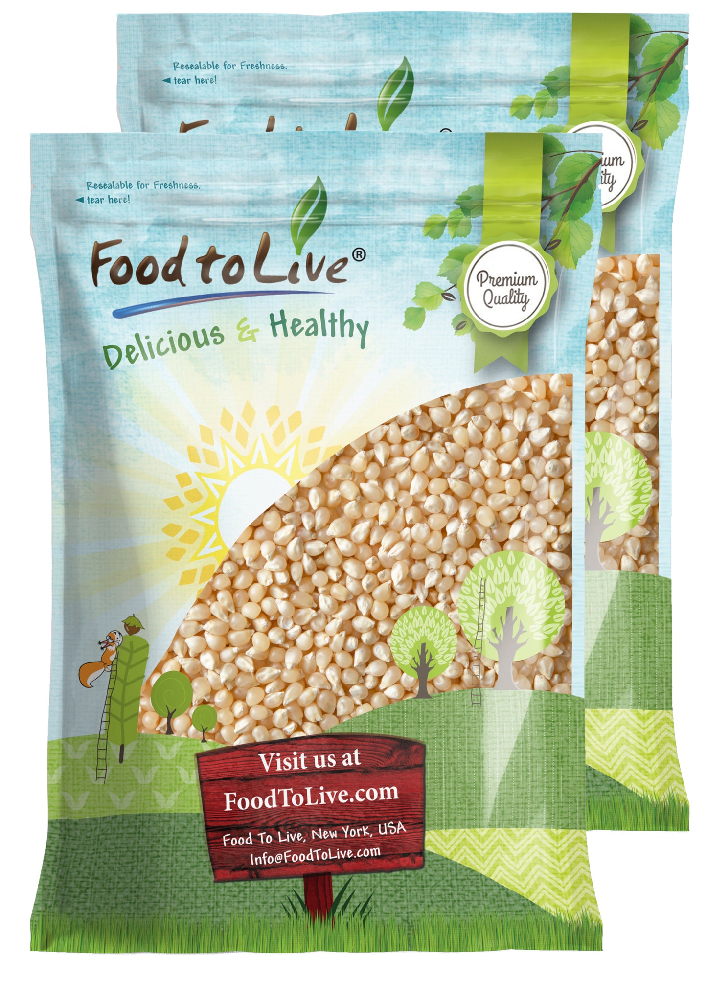 Organic White Popcorn Kernels – USDA Certified. Non-GMO, Vegan, Kosher, Bulk