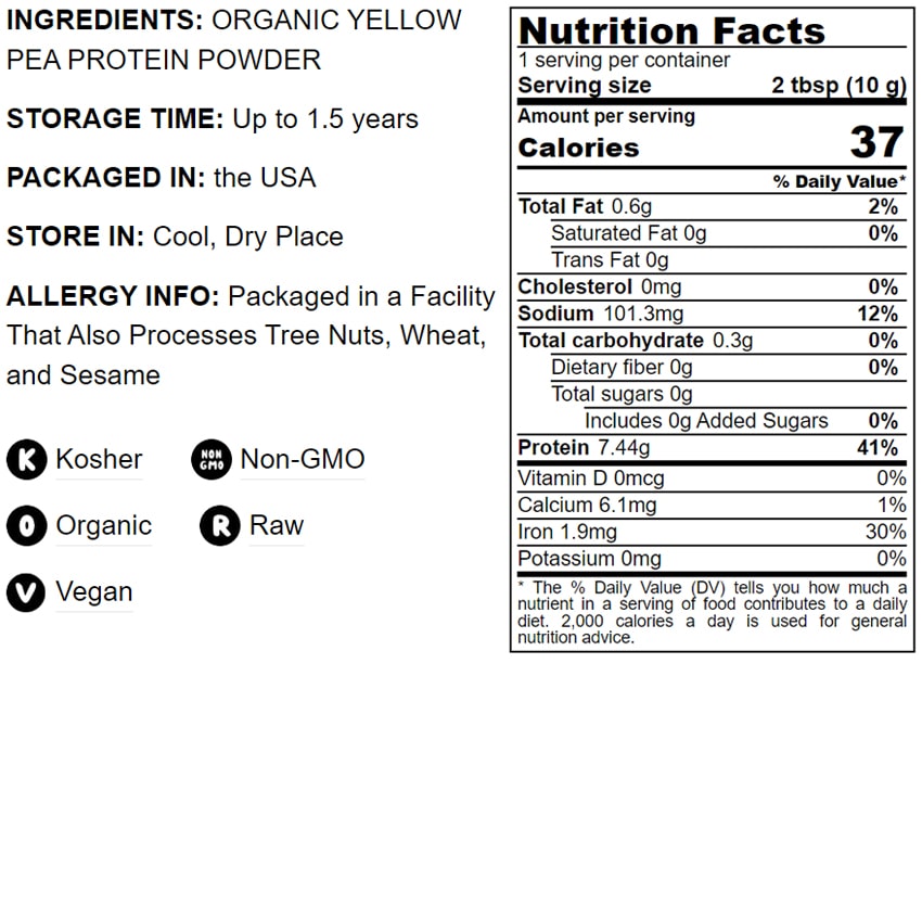 Organic Pea Protein Powder - by Food To Live