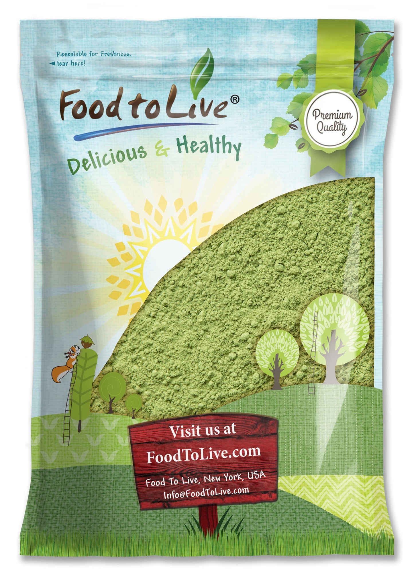 Kale Powder, X Pounds - Made from Raw Dried Whole Leaves, Kosher, Vegan, Bulk, Great for Baking, Juices, Smoothies, Shakes, Теа, and Instant Breakfast Drinks. Good Source of Vitamin C - by Food to Live