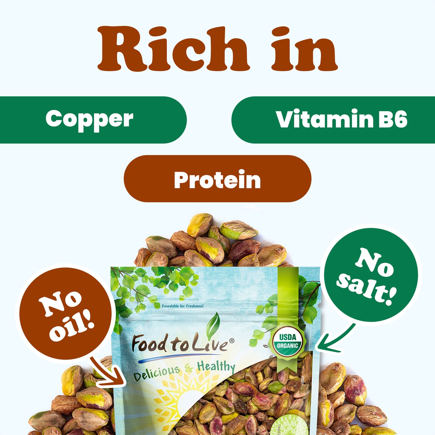 Organic Dry Roasted Pistachio - by Food To Live