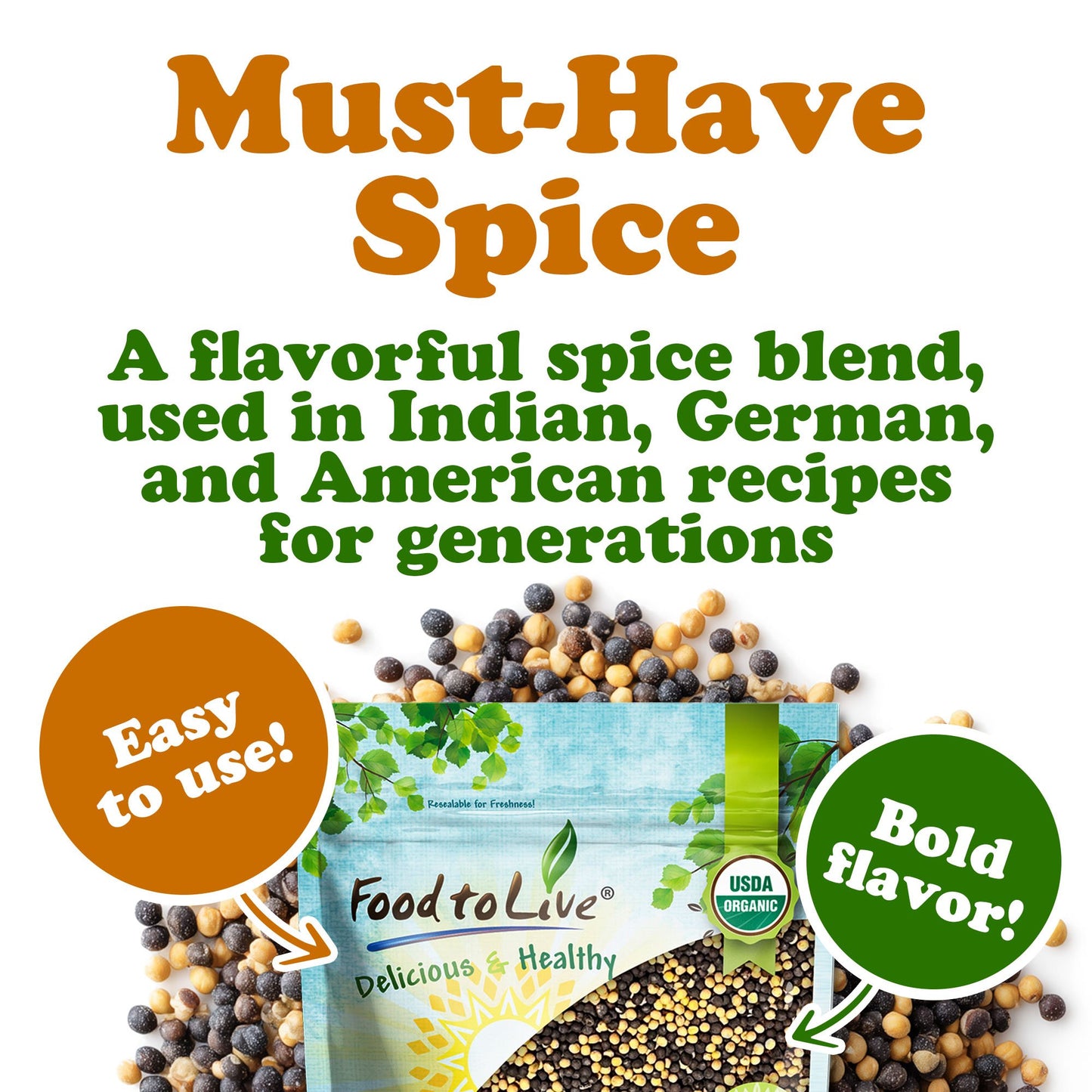 Organic Black and Yellow Mustard Seeds Mix - by Food to Live