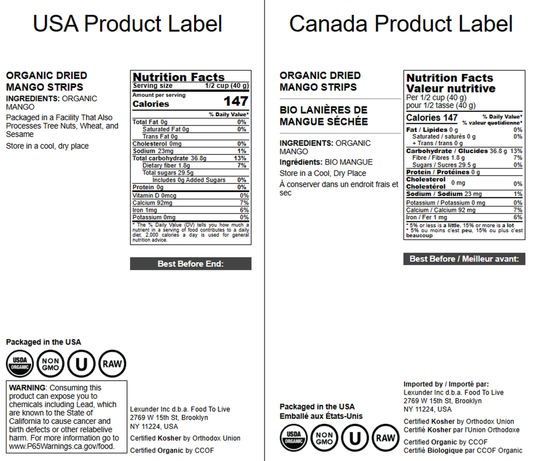 Organic Dried Mango Strips - by Food To Live