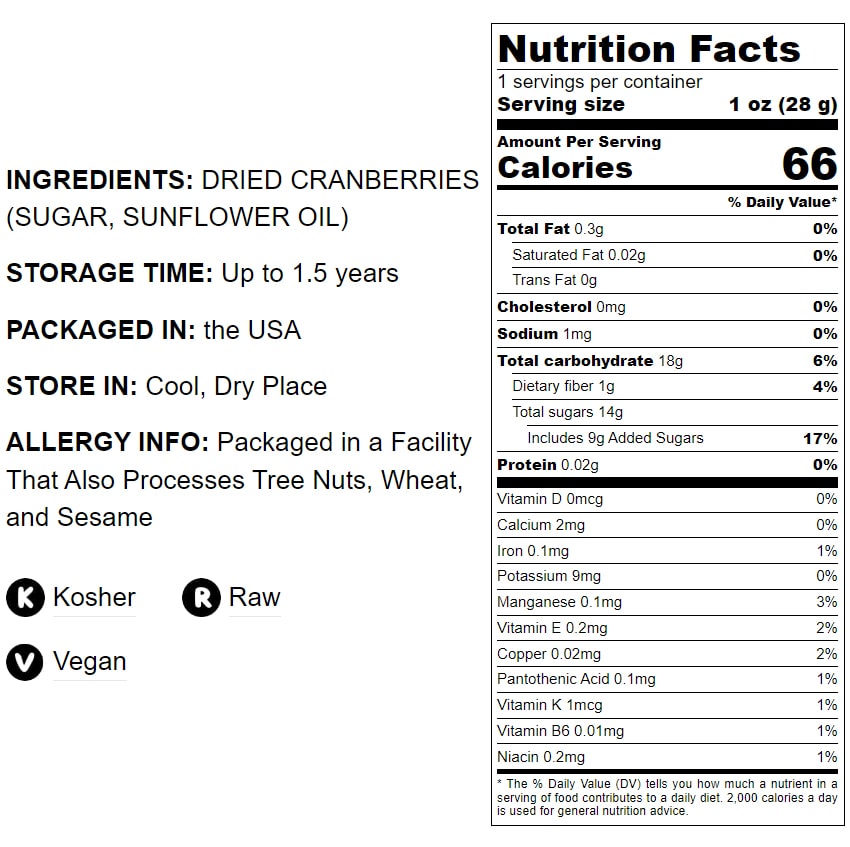 Dried Cranberries - by Food To Live