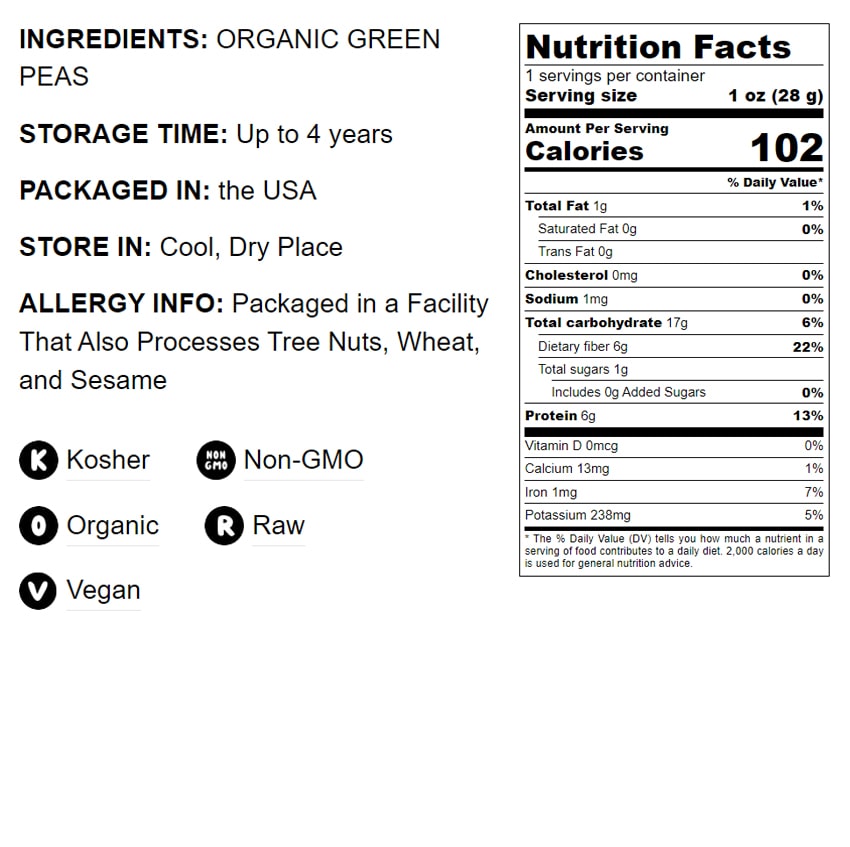 Organic Green Split Peas - by Food To Live