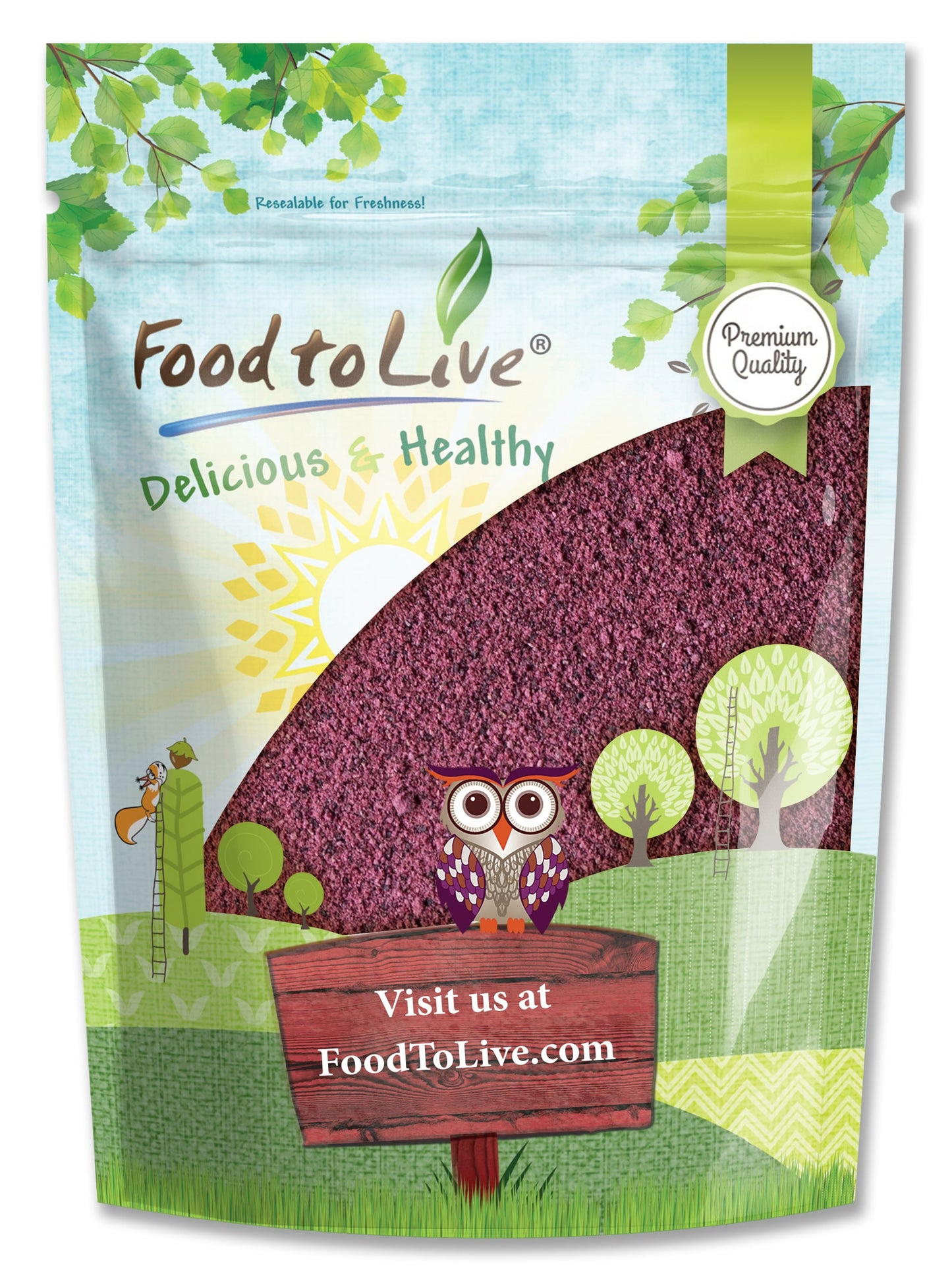 Black Elderberry Juice Powder - Made from Raw Dried Berries, Unsulfured, Vegan, Bulk, Great for Baking, Juices, Smoothies, Yogurts, and Instant Breakfast Drinks, No Sulphites - by Food to Live