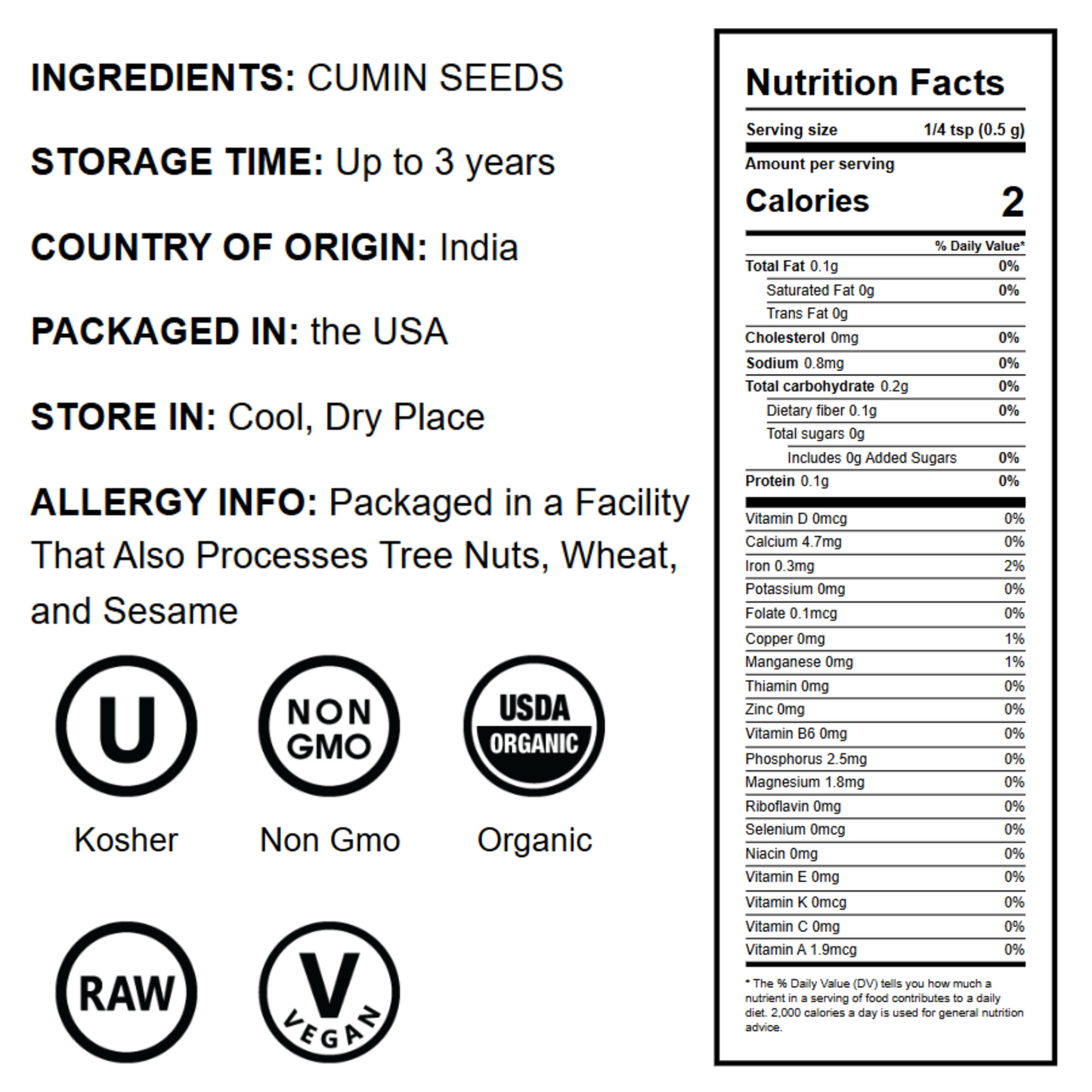 Organic Cumin Seeds - by Food To Live