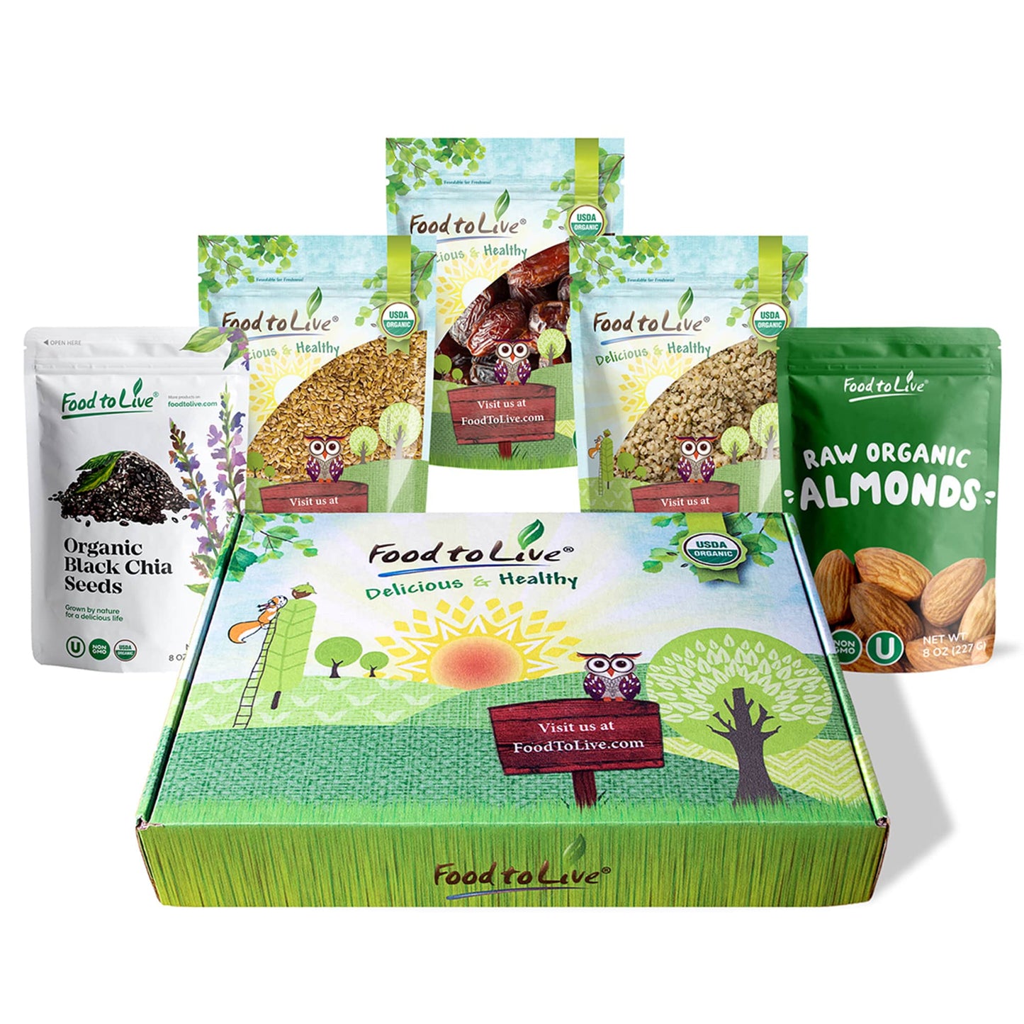 Organic Nuts, Seeds and Fruits in a Gift Box - by Food To Live
