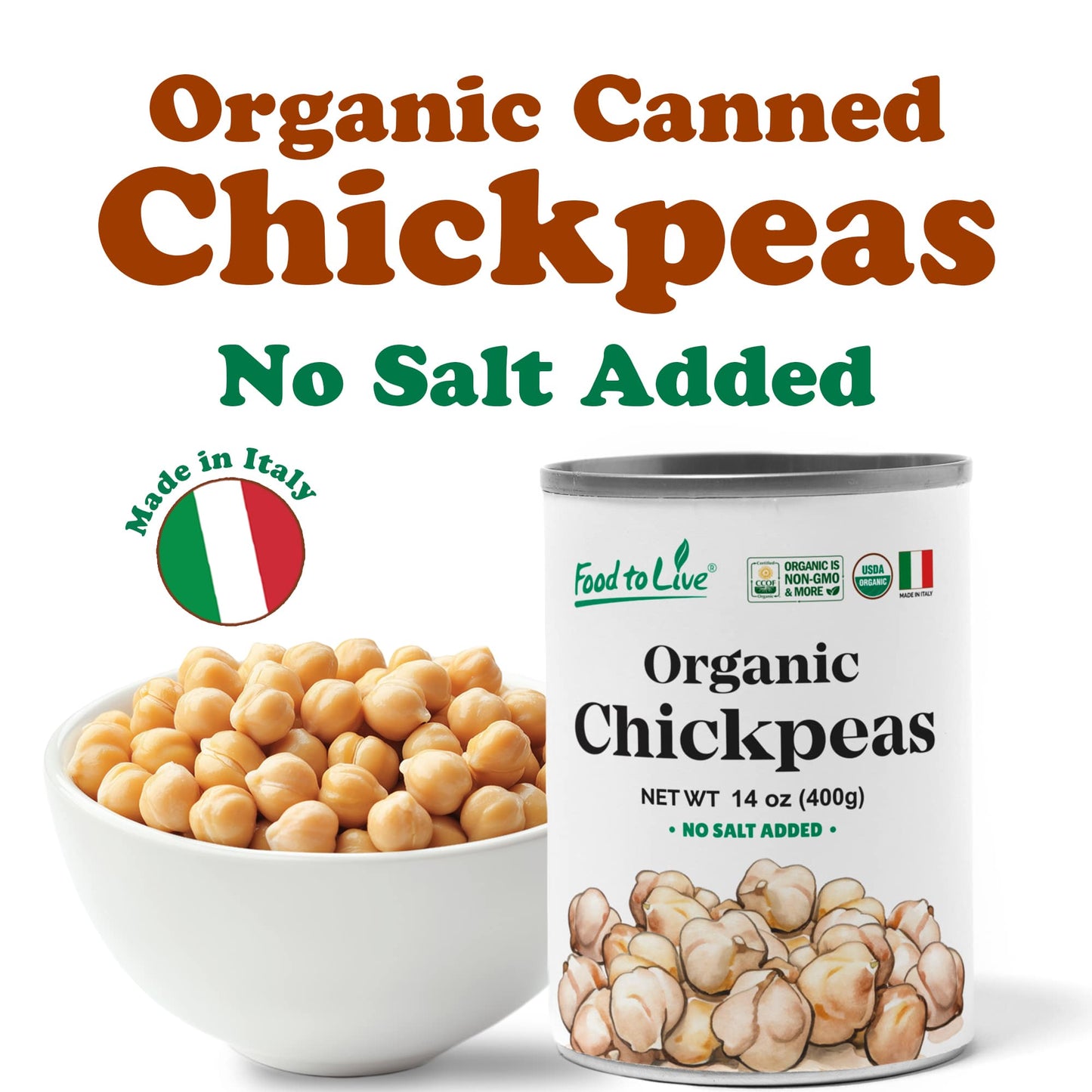 Organic Canned Chickpeas - by Food To Live
