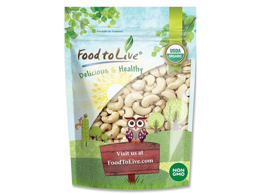 Organic Cashews - Whole, Size W-240, Unsalted - by Food To Live