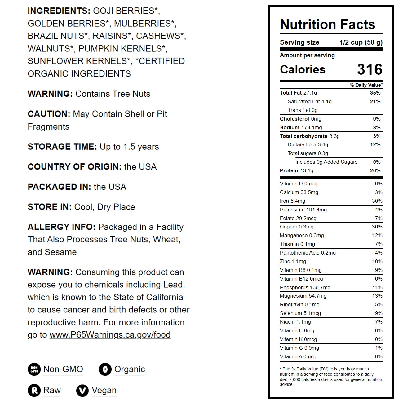 Organic Power Snack Mix - by Food To Live
