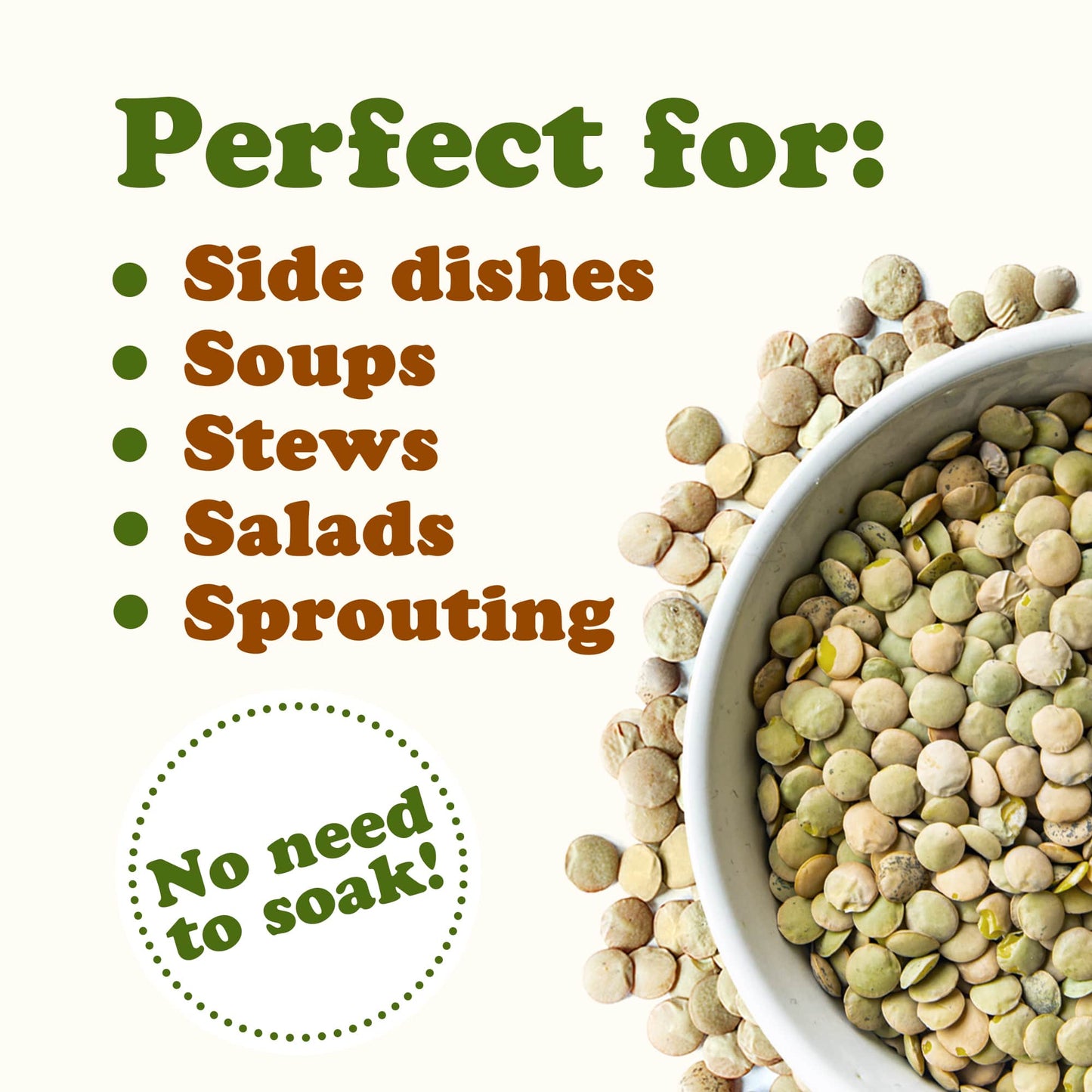 Organic Green Lentils - by Food To Live