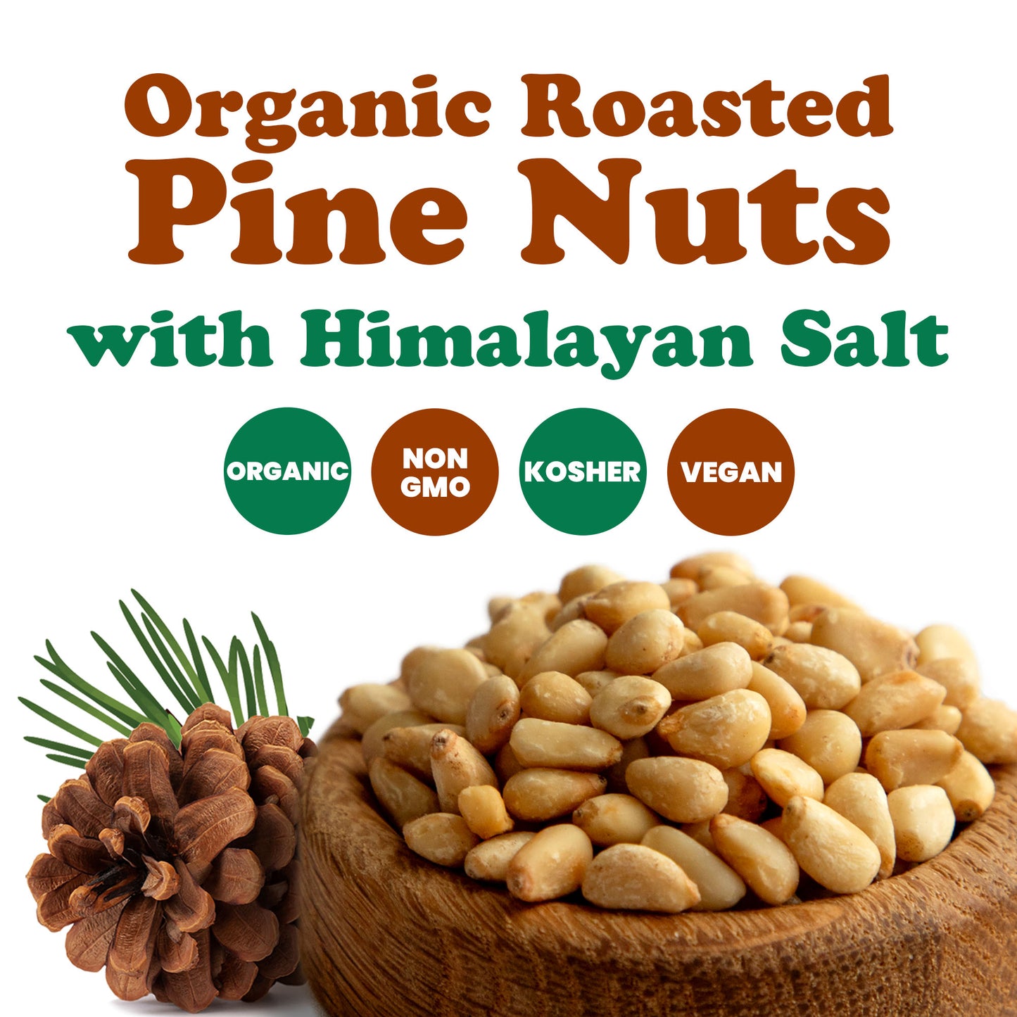 Organic Dry Roasted Pine Nuts with Himalayan Salt - by Food to Live