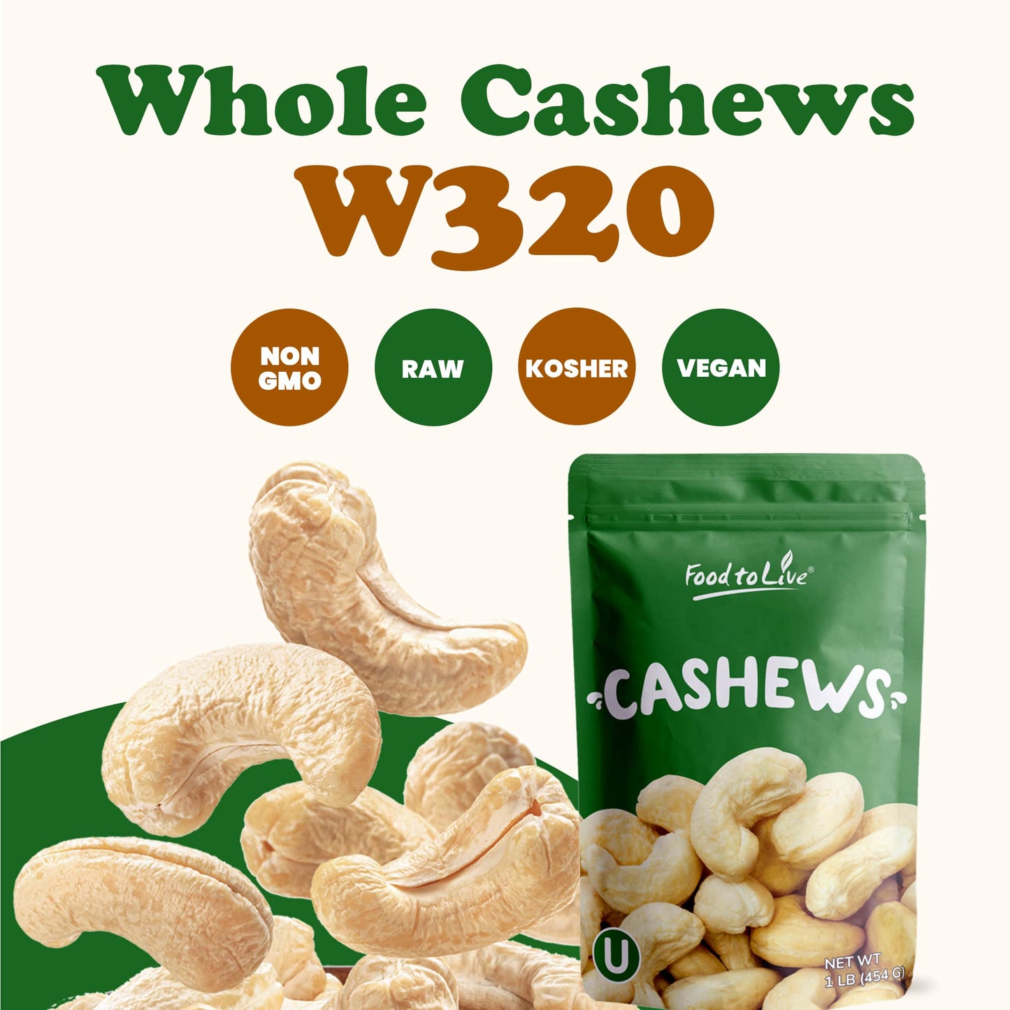 Raw Cashews - by Food To Live