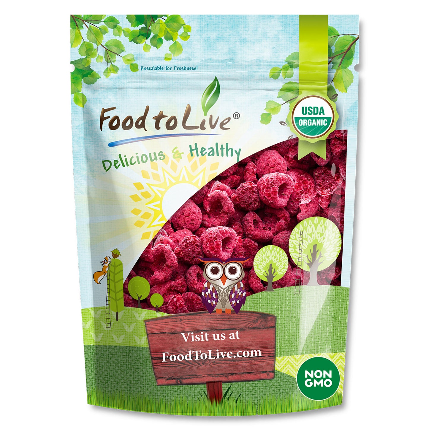 Organic Freeze-Dried Raspberries - by Food to Live