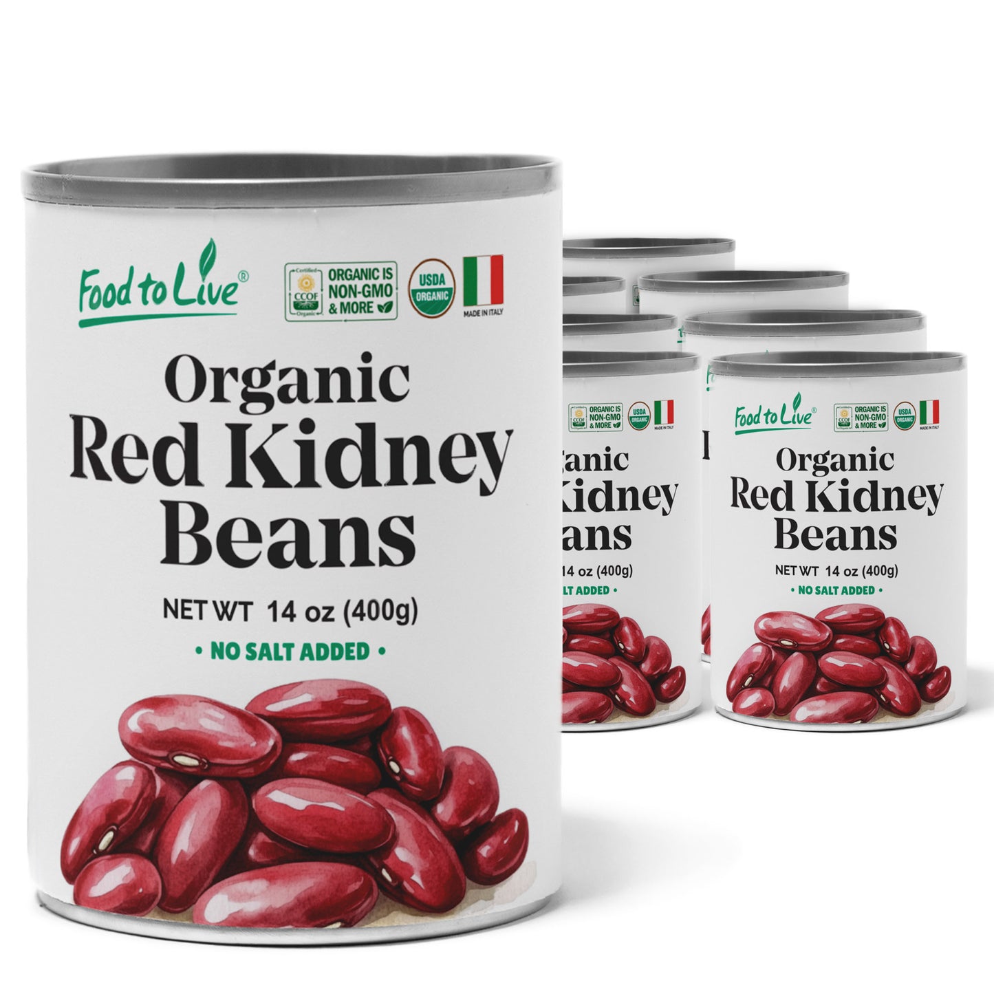 Organic Canned Red Kidney Beans – Unsalted, Non-GMO, Vegan. Ready to Eat. Perfect for Salads, Soups, Pasta e Fagioli. Wholesale – by Food to live