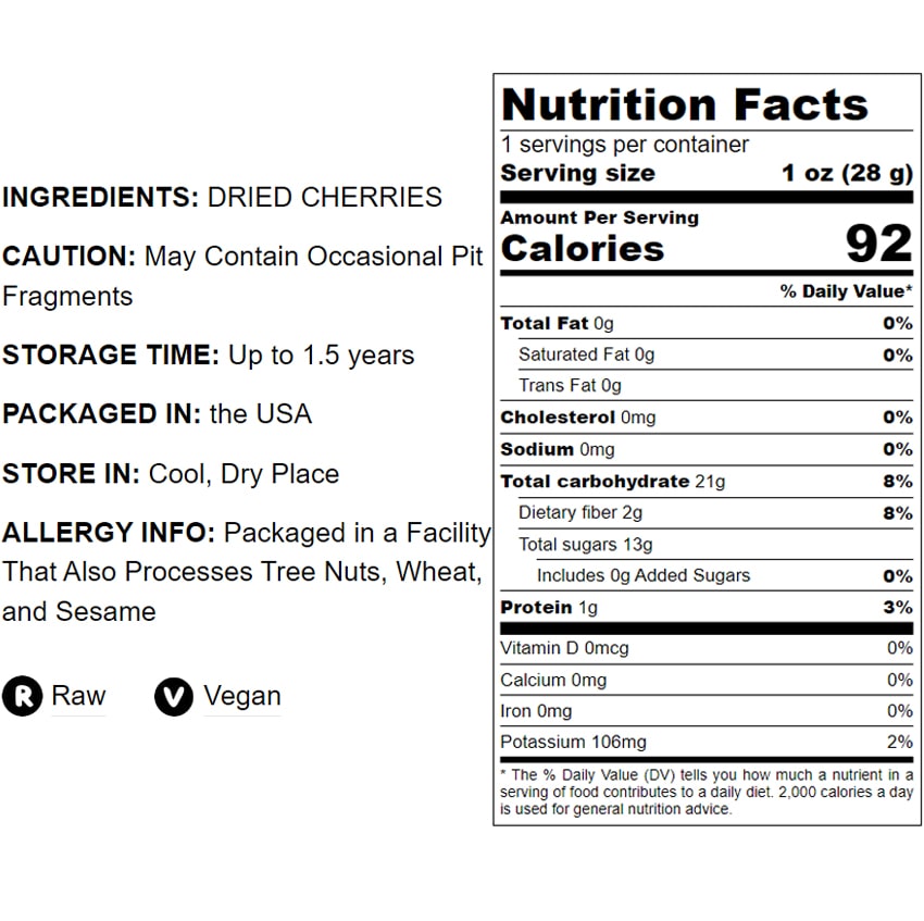 Dried Dark Sweet Cherries - by Food To Live