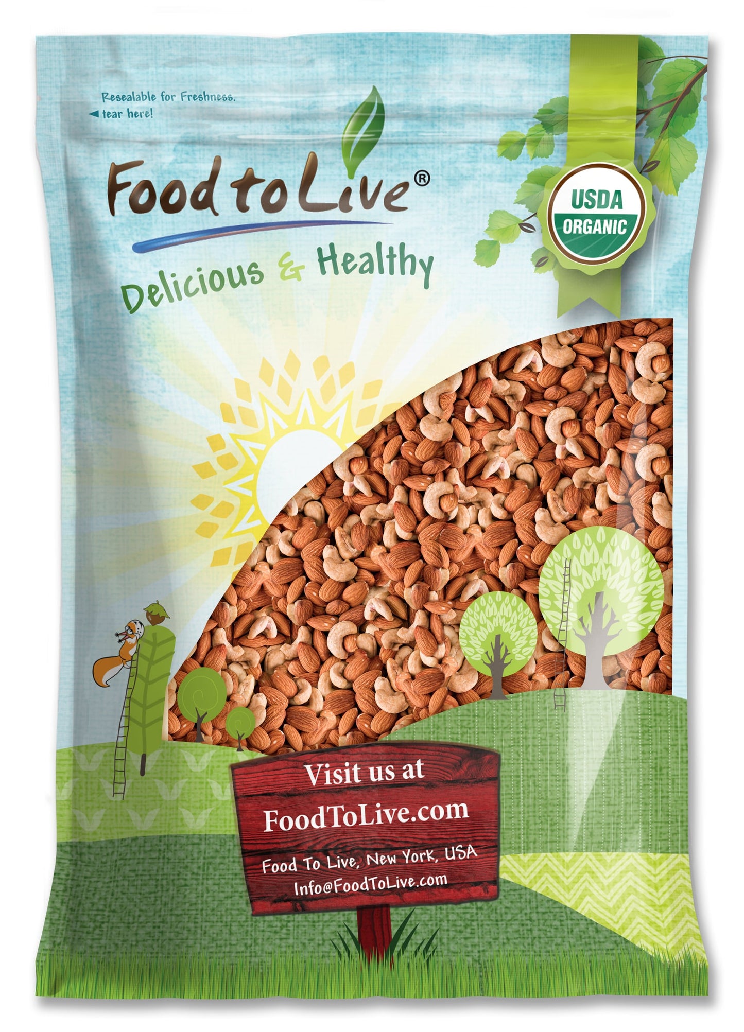 Organic Dry Roasted Almonds and Cashews Mix - by Food To Live