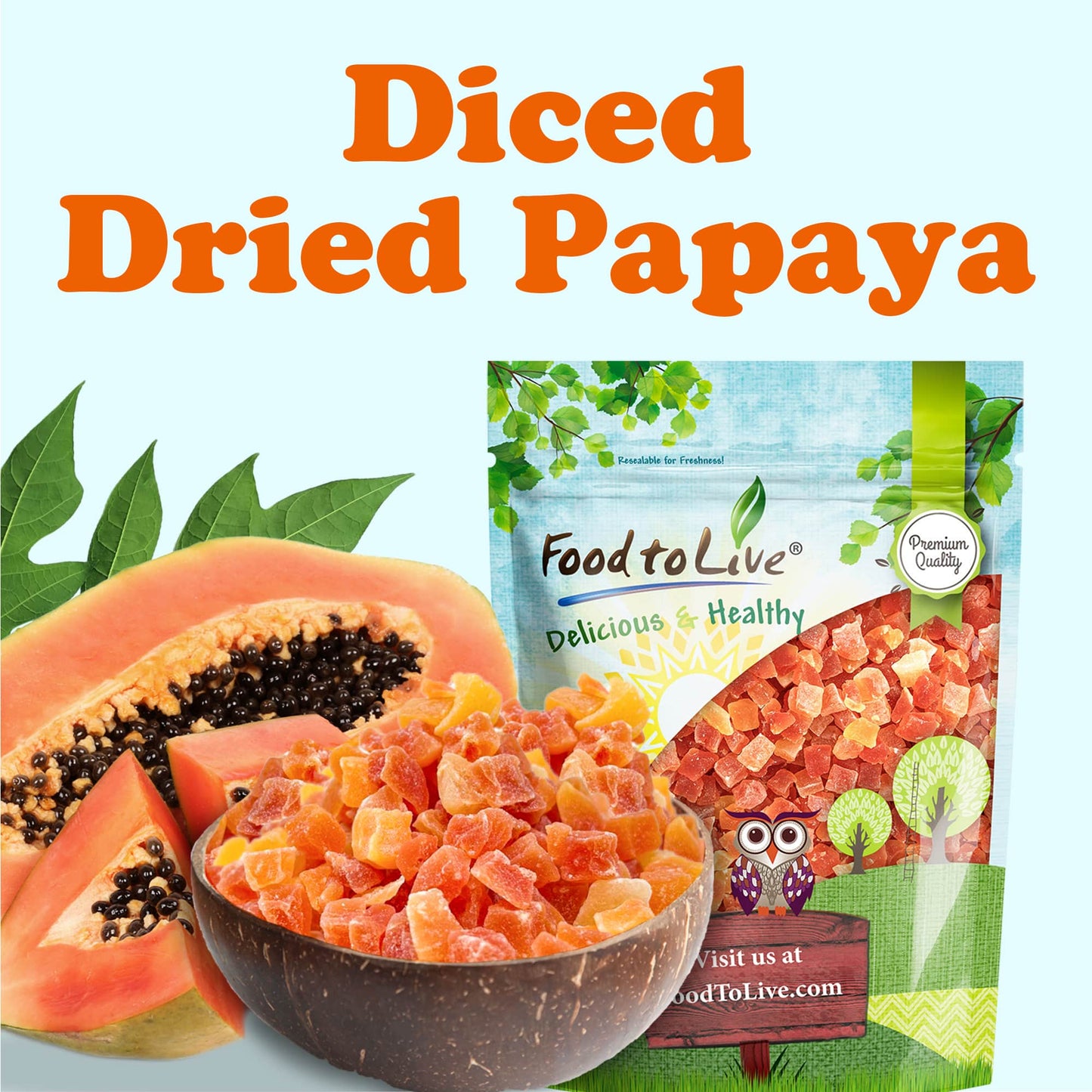 Dried Diced Papaya - by Food To Live