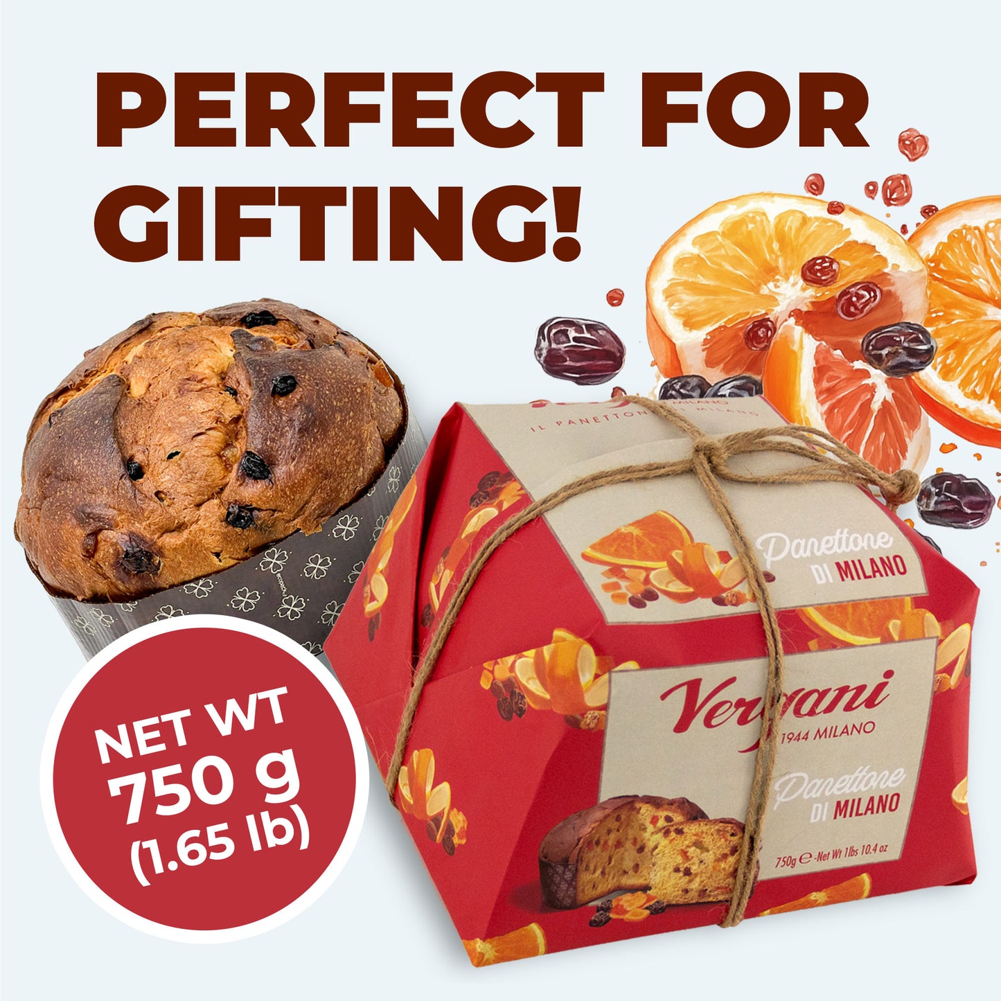 Vergani Classic Panettone - Artisan Holiday Bread, Festive Dessert