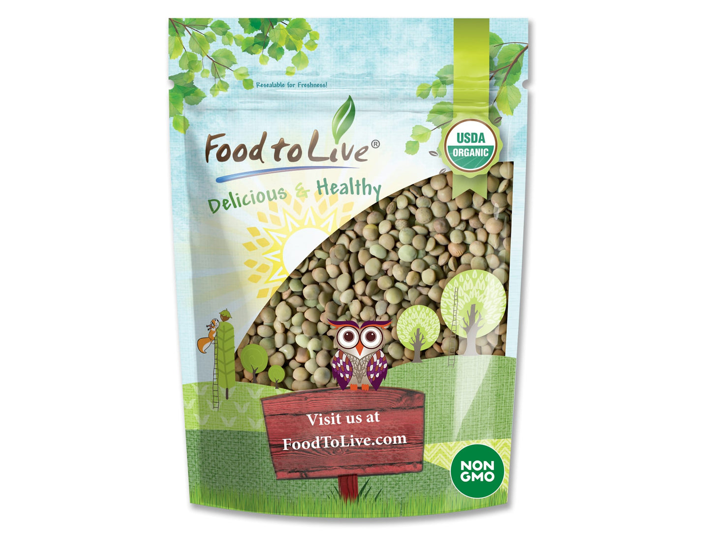 Organic Green Lentils - by Food To Live