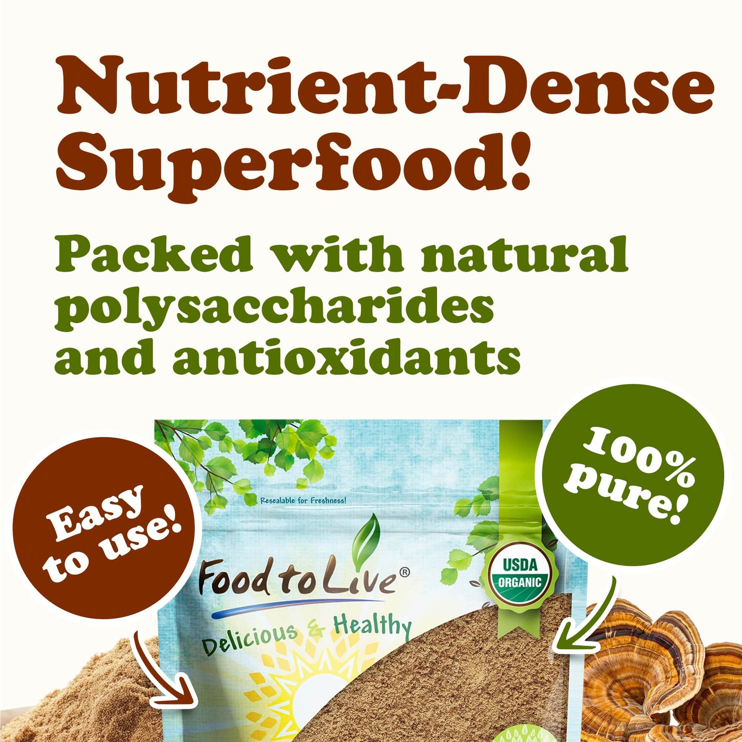 Organic Turkey Tail Mushroom Powder - by Food To Live