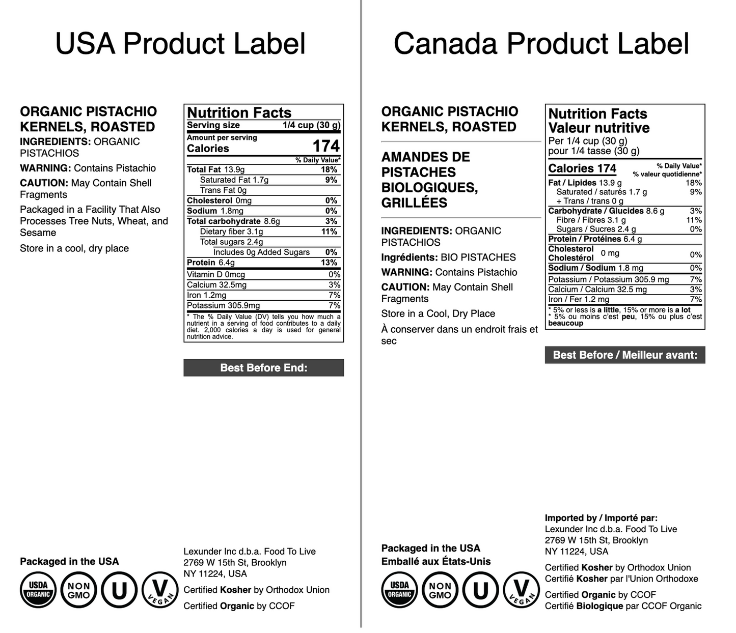 Organic Dry Roasted Pistachio - by Food To Live