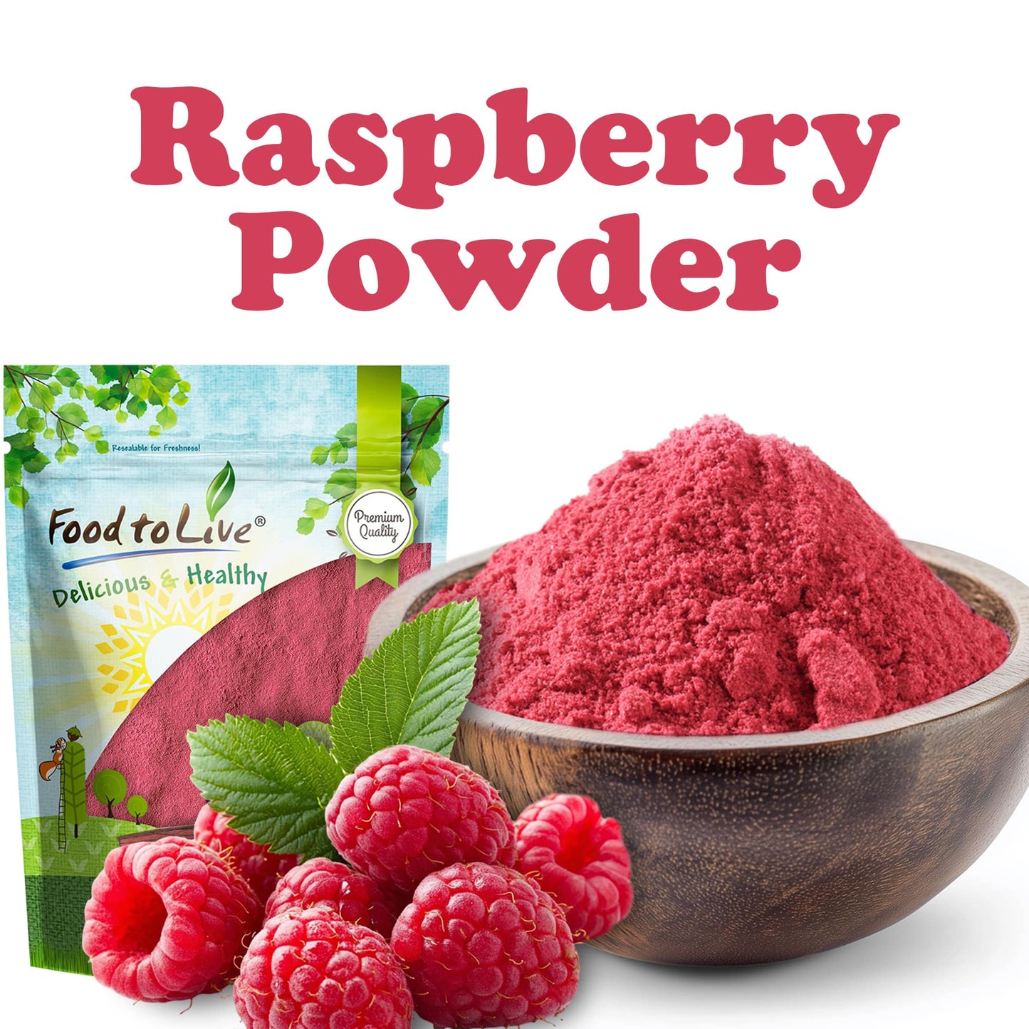 Raspberry Juice Powder – Antioxidant-Rich Superfood for Immune Support, Skin Health – Spray-dried, No Sugar Added, Contains Maltodextrin, Vegan, Kosher, Bulk