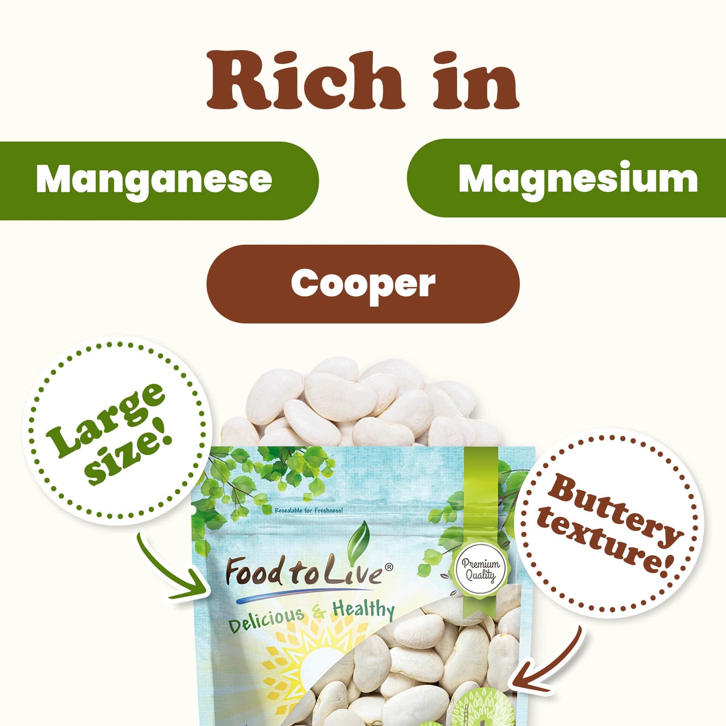 Lima Beans – Non-GMO, Large, Vegan