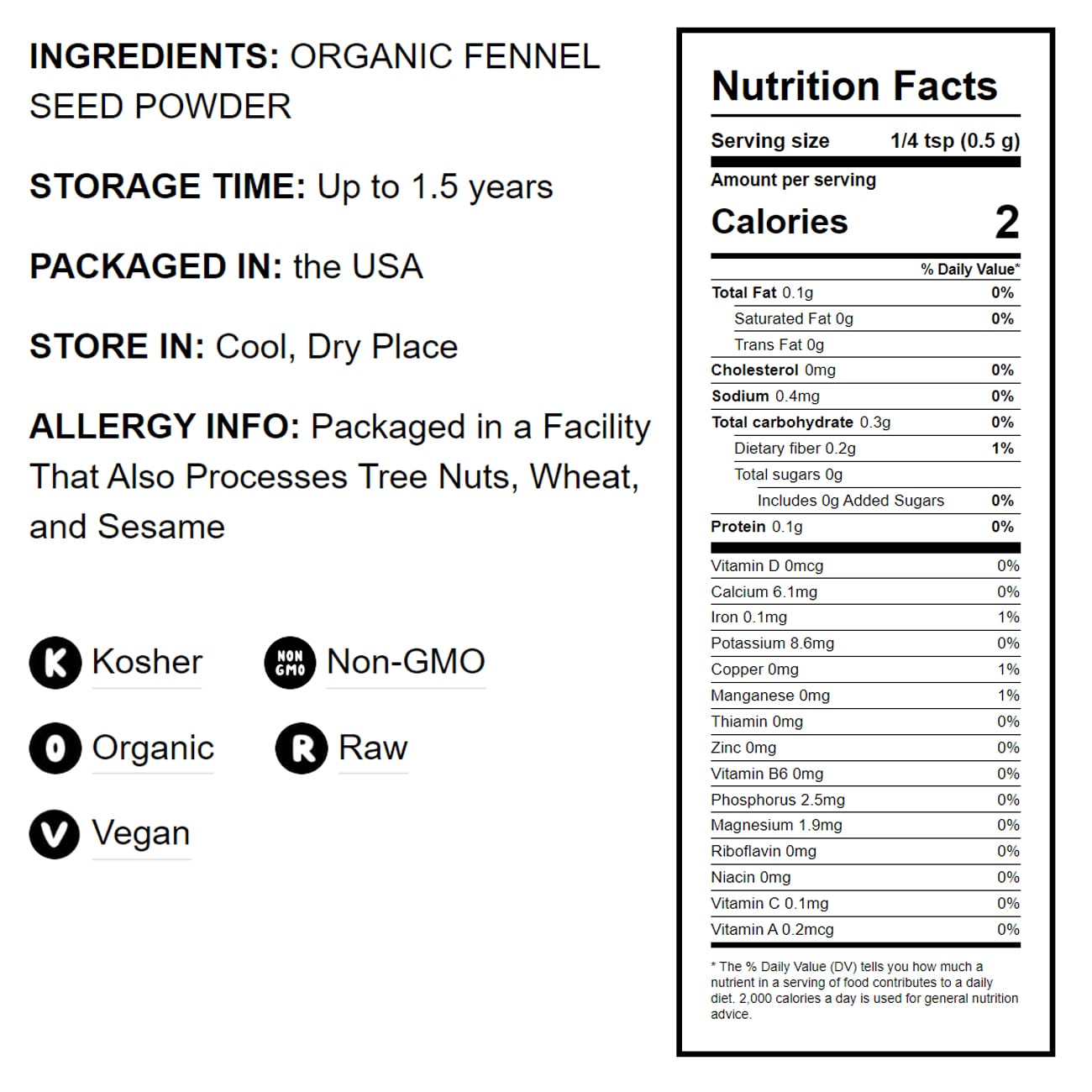 Organic Fennel Seed Powder - by Food To Live