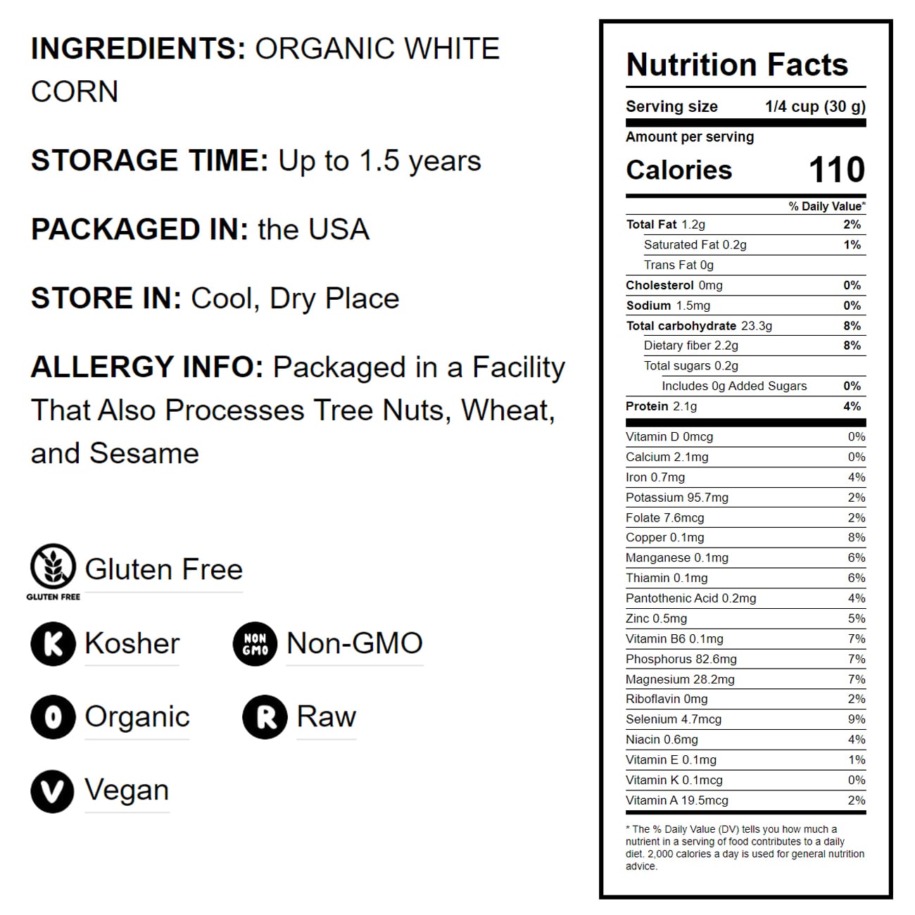 Gluten Free Organic White Polenta - by Food To Live