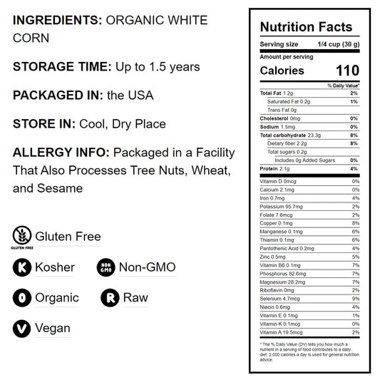 Gluten Free Organic White Polenta - by Food To Live
