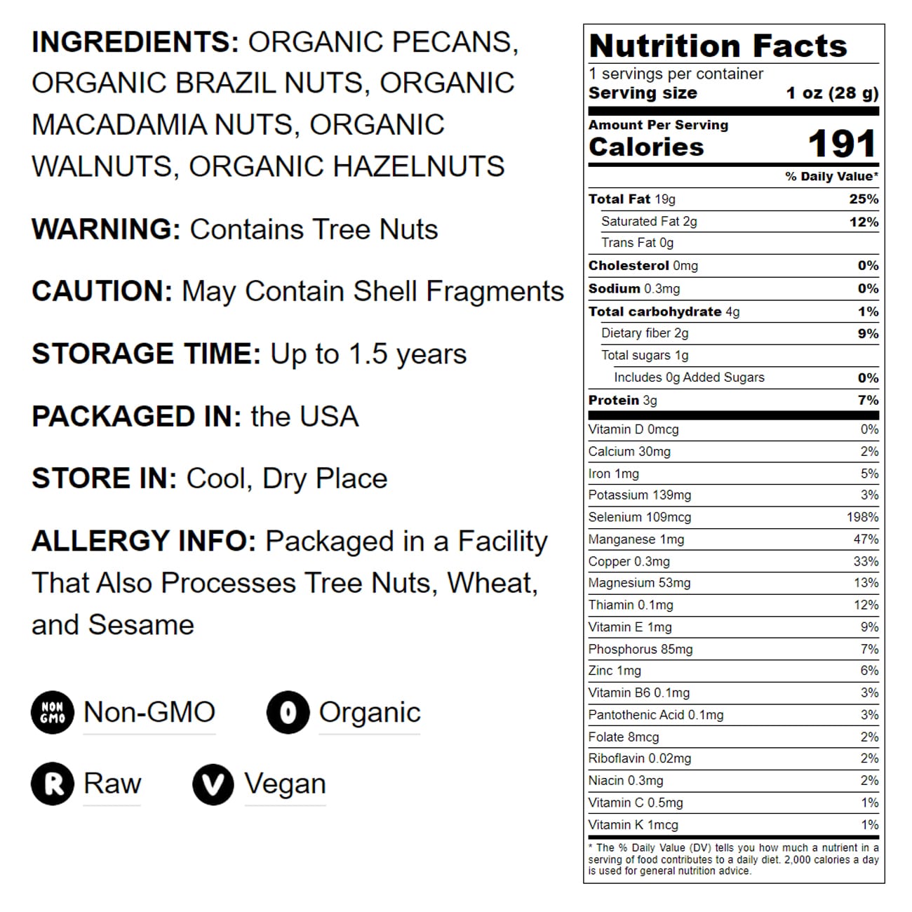Organic Keto Raw Nuts Mix - by Food To Live
