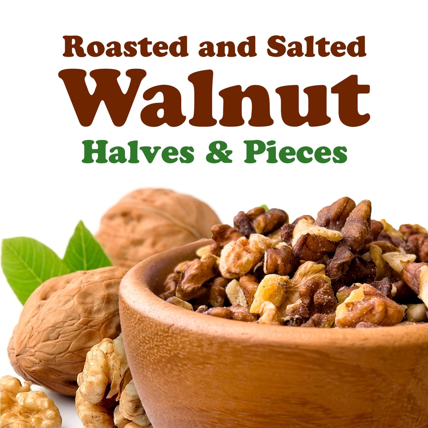 Dry Roasted Walnut Halves and Pieces with Himalayan Salt